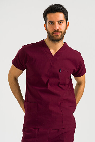 Class Üniforma Μονόχρωμο μπορντό ελαστικό ύφασμα Unisex ιατρική στολή νοσοκόμων και γιατρών χειρουργικής ενδυμασίας