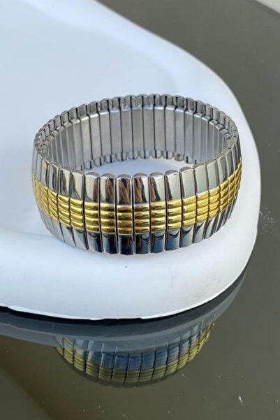 Jaida Moda Women's Thick Double Color Elastic Steel Bracelet