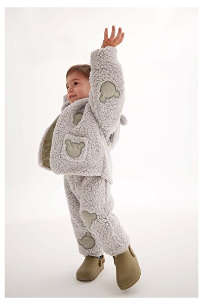 İdilbaby&Mamino MAMİNO UNİSEX BEBEK NAKİSLİ PELUS MONT 16986
