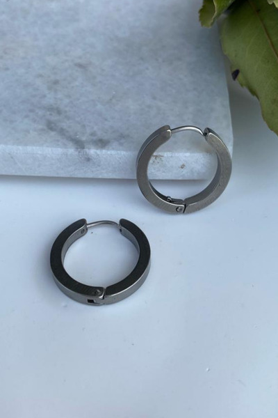 Jaida Moda Unisex 316l Surgical Steel Square Circle Model Hoop Earrings