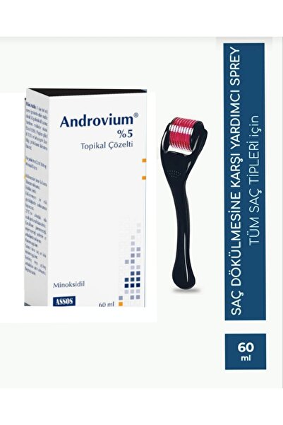 Assos Androvium %5 Tropikal Çözelti 60ml+Saç çıkarma Tarağı Titanyum Roller