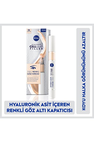 NIVEA 01 Açık Ton Hyaluron Cellular Filler 3in1 Renkli Göz Bakım Kremi 4 ml..Yeni