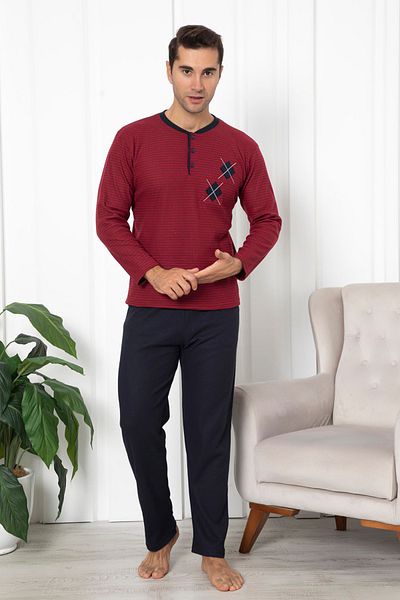 Wordex Σετ ανδρικών ριγέ πιτζάμες Falkom 7055 Cotton Interlock