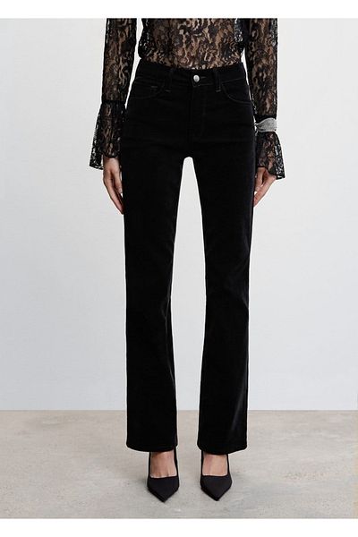 MANGO Woman Mid Waist Velvet Skinny Jean Trousers