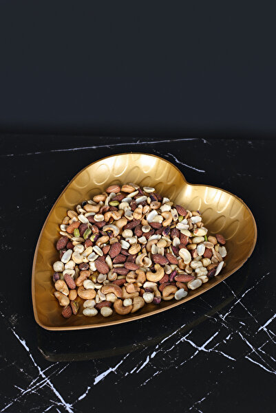Çavdar Group Gold Heart Leaf Luxury Presentation Tray HeartMotif Snack Bowl Breakfast Presentation Plate