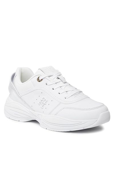 Tommy Hilfiger Women's Brand Logo Lace-up Non-Slip Sole Casual White Sneaker FW0FW07701-YBS