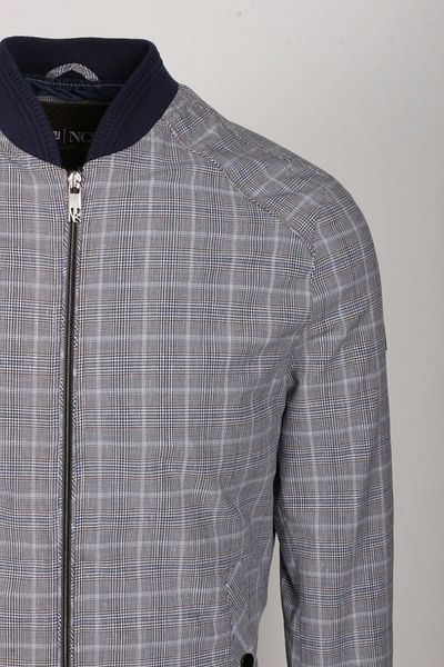 NCS Men's Bomber Jacket Linen Blend Slim Fit Plaid Square Patterned Ribbed Thin Lining Jacket NCS JEANS 4984