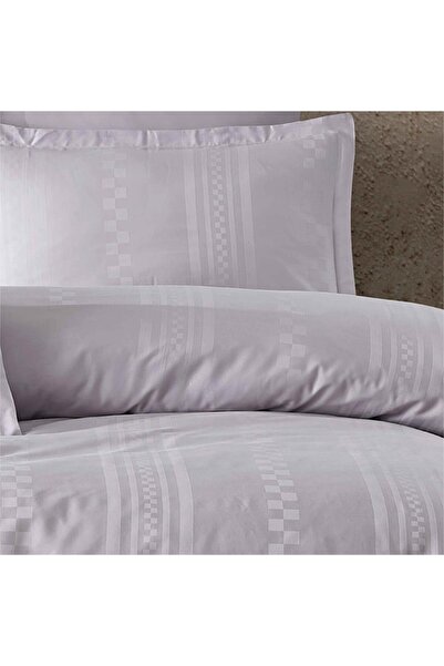 Clasy Capital Gray Double Striped Satin Duvet Cover Set