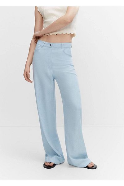 MANGO Woman Kalhoty Wideleg Lyocell