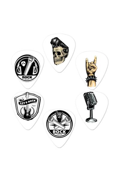 cantekin Gitar Pena 6 Adet 0.50mm Rock Pena Gitar Penası Özel Tasarım Çift Taraflı Baskılı