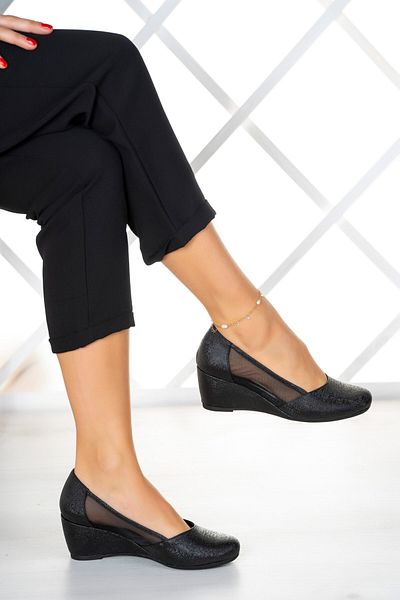 Erkan Saçmacı Pantofi cu toc cu pană Evelyn Black Nano Mesh