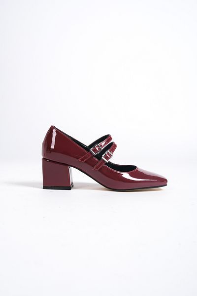 FRZZ women's mary jane blunt toe patent leather high heels shoes