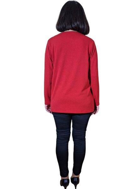 HaiModa Kadın Anne Kazağı Büyük Beden Yuvarlak Yaka Taş İşli