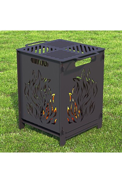 ARVALLI Portatif Ateş Çukuru ve Mangal Herbir tarafı Desenli