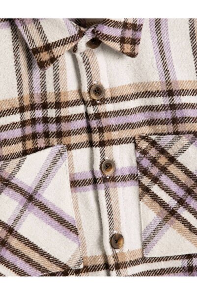 Koton 4wkg60018aw Dívčí košile Béžová kostkovaná