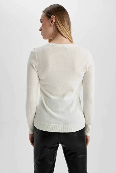 DeFacto F7088AZ/ER105 Defacto Kadın Kazak ECRU