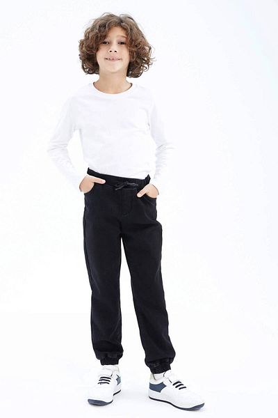 DeFacto Blugi de jogger căptușiți cu fleece pentru băieți - Pantaloni cu bandă elastică 24k 801001059