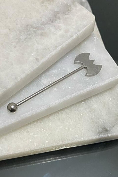 Jaida Moda Kadın Gümüş Cerrahi Çelik Balta Figürlü Industrial Köprü Piercing
