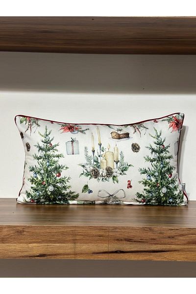 KIRLENTİM H1070 Digital Printed Double Sided Patterned Throw Pillow Cover with Piping Edges