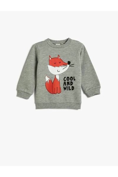Koton 4wmb10064tk Erkek Bebek Sweat Gri Melanj