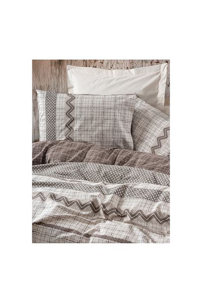 ŞENER HOME Комплект завивки Cotton Box Toprak, единичен, Aren, кафяв