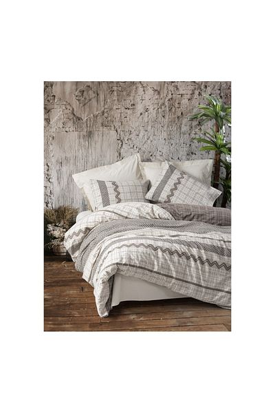 ŞENER HOME Комплект завивки Cotton Box Toprak, единичен, Aren, кафяв