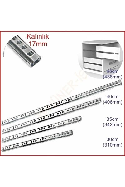 Genel Markalar 17mm 35cm Teleskopik Ray Çekmece Kızağı Çekmece Rayı 17x342 - ...