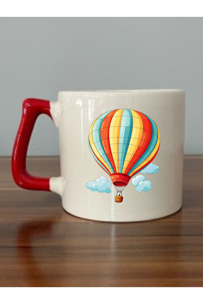 lili hediyelik كوب سيراميك مطبوع بالون أحمر - هدية للشاي والقهوة