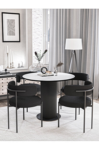 AVVİO DOLUNAY 90 X 90 YUVARLAK MASA MUTFAK MASASI TAKIMI YEMEK ODASI MASASI T...