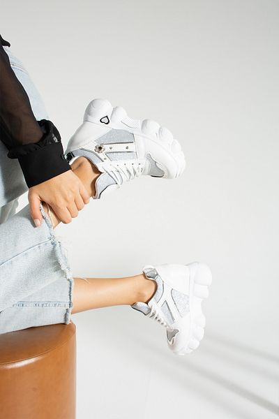 MODAYA Glittery Wedge Heeled Women's Sneakers
