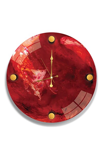 EMYA HOME Ceas din sticlă de marmură roșie - 40 cm