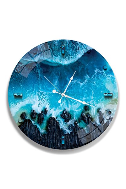 EMYA HOME ساعة شاطئ البحر الزجاجية - 40 سم