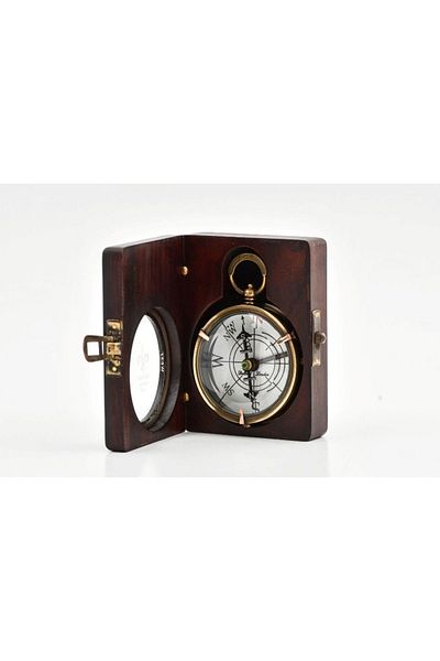 keyfimshop Antique Type Compass with Wooden Box