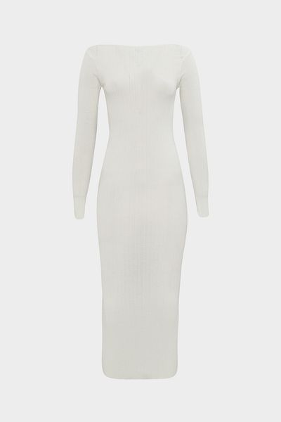 Açelya Okcu Boat Neck Slim Fit Maxi Women's Knitwear Dress