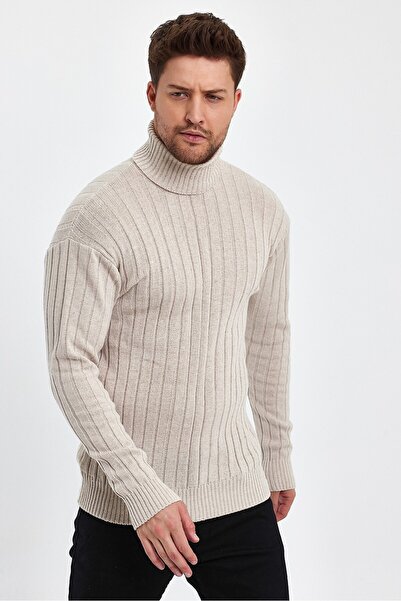 Minharir Slim Fit Tam Balıkçı Fitilli Kazak