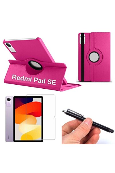 Nezih Case Xiaomi Redmi Pad SE Uyumlu 360 Dönen Standlı Deri Kılıf + Ekran Ko...