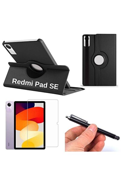 Nezih Case Xiaomi Redmi Pad SE Uyumlu 360 Dönen Standlı Deri Kılıf + Ekran Ko...