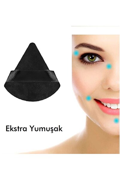 Malinka 1 Adet Siyah Üçgen Pamuk Yıkanabilir Kadife Puf Yüz Kontür Makyaj Bez Süngeri Kozmetik Fondöten