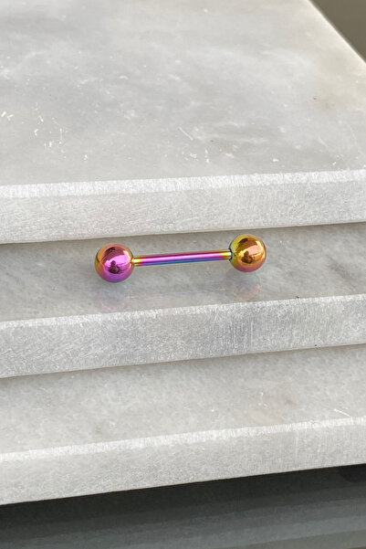 Jaida Moda Unisex Cerrahi Çelik Hologram Dil Piercing