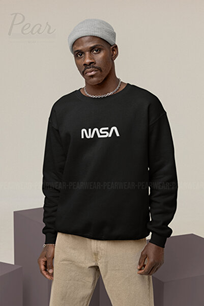 Pear Wear NASA Друкований чоловічий 3-нитковий оверсайз-светр з капюшоном