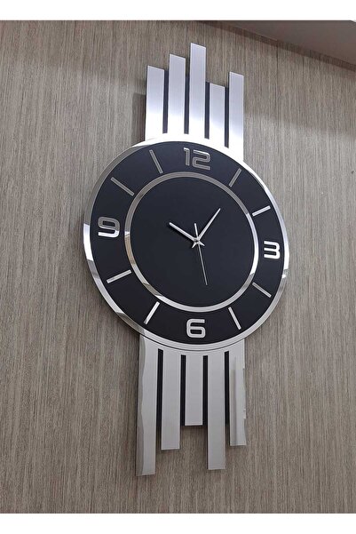 TUĞBArt Gümüş Lambiri Detay Duvar Saati Türk Rakam Aynalı Pleksi
