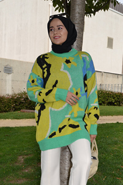 ASELA. Colorful Patterned Knitwear Sweater Tunic