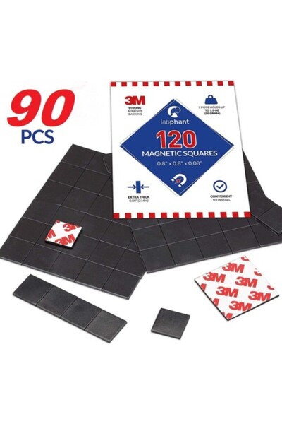 Dünya Magnet 3m 90 Adet 15X15 Yapışkanlı Mıknatıs Magnet, Güçlü Çok Amaçlı Sü...
