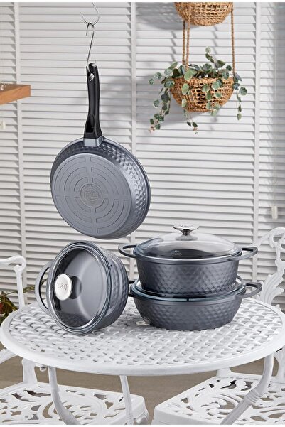 Store Gurme Döküm 7 Parça Tencere Seti Gri