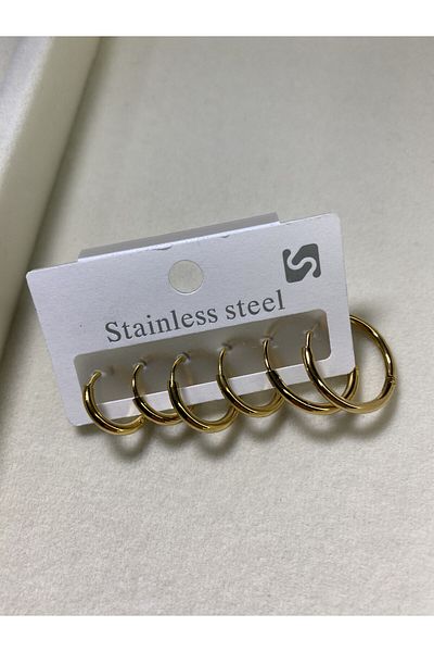 stainles steel 316l Steel 6-Piece 3 Size Small Hoop Earrings