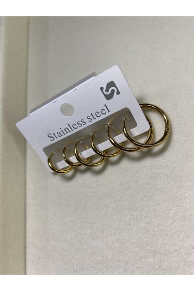 stainles steel 316l Steel 6-Piece 3 Size Small Hoop Earrings