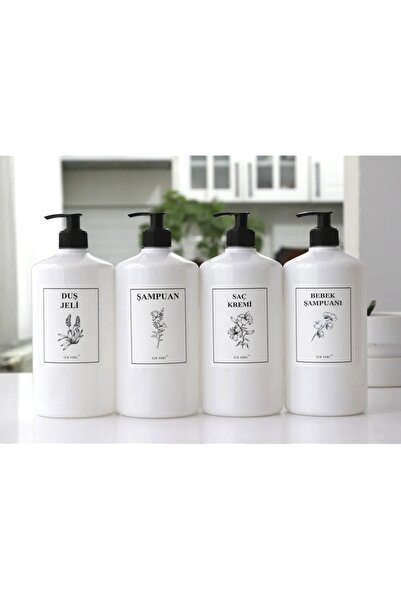 Dem Home 4 Lü Siyah Kapaklı Beyaz Plastik Mutfak & Banyo Düzenleyici 4 Lü Sab...