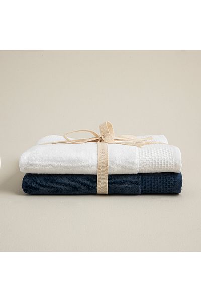 Chakra Sobeska 2-teiliges Mopp-Set - 50x70 cm Weiß/Marinblau