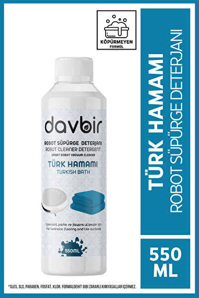 Davbir Türk Hamamı Kokulu Akıllı Robot Süpürge Deterjanı,Sprey Mop Deterjanı,Yüzey Temizleyici 550ml
