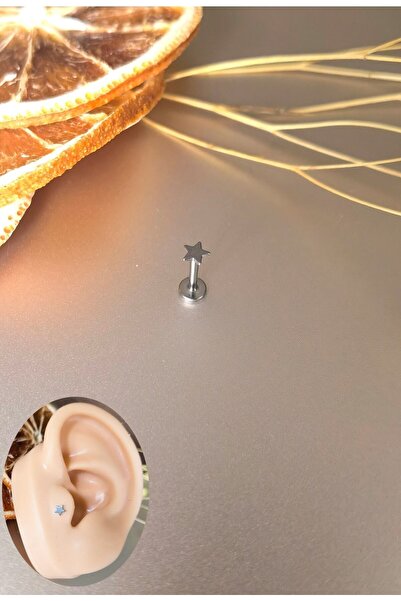 Bylin %100 Cerrahi Çelik Yıldız Labret Pıercıng -kulak&dudak Için1 Adet